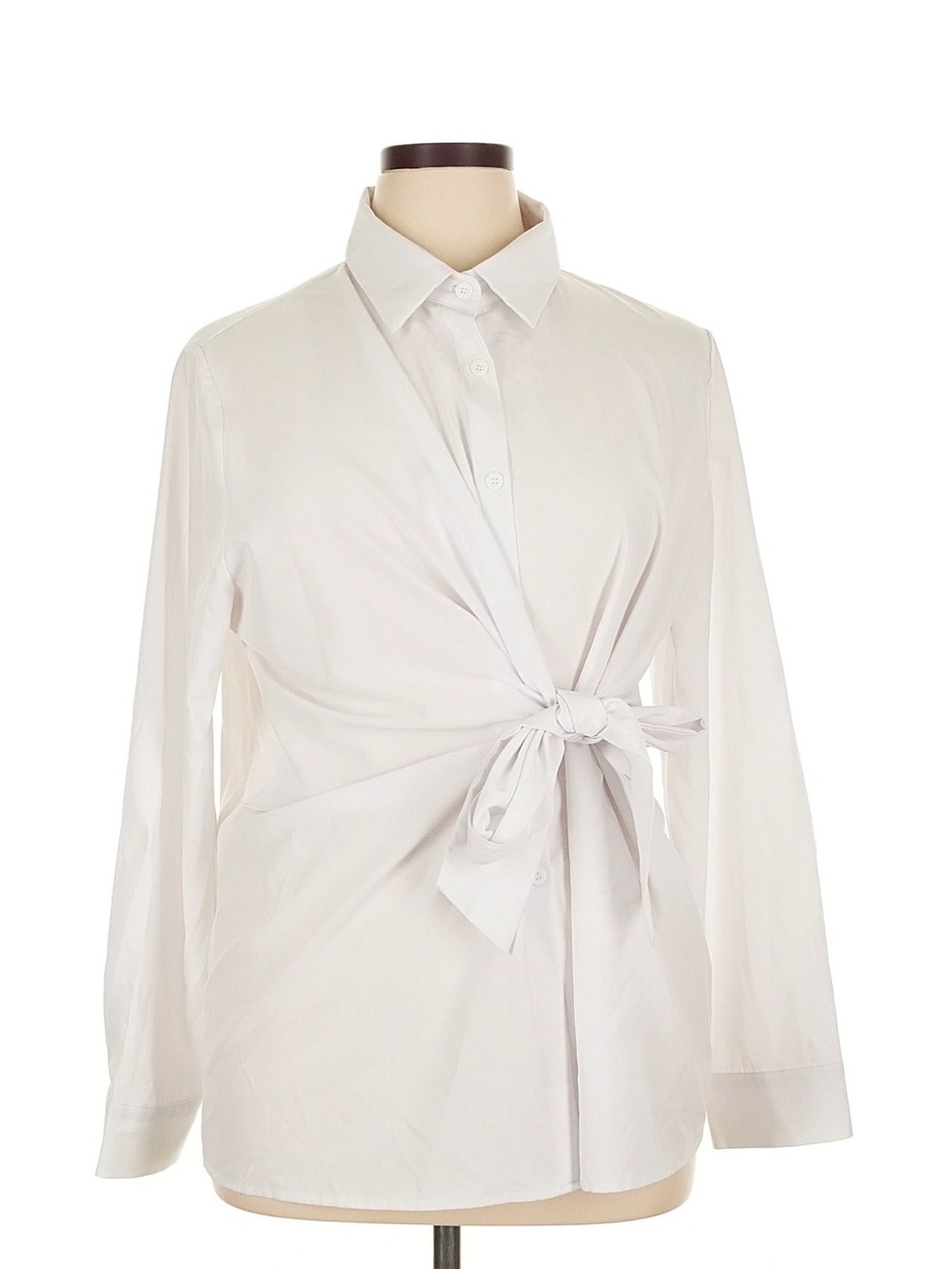 Commense Ivory Side-Tie Button Front Blouse